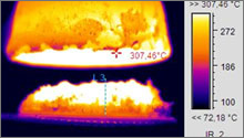 CREPIM test feu : évaluation de la vitesse de développement du bouclier sous un stress thermique de 35kw/m² - évaluation du flux thermique interne