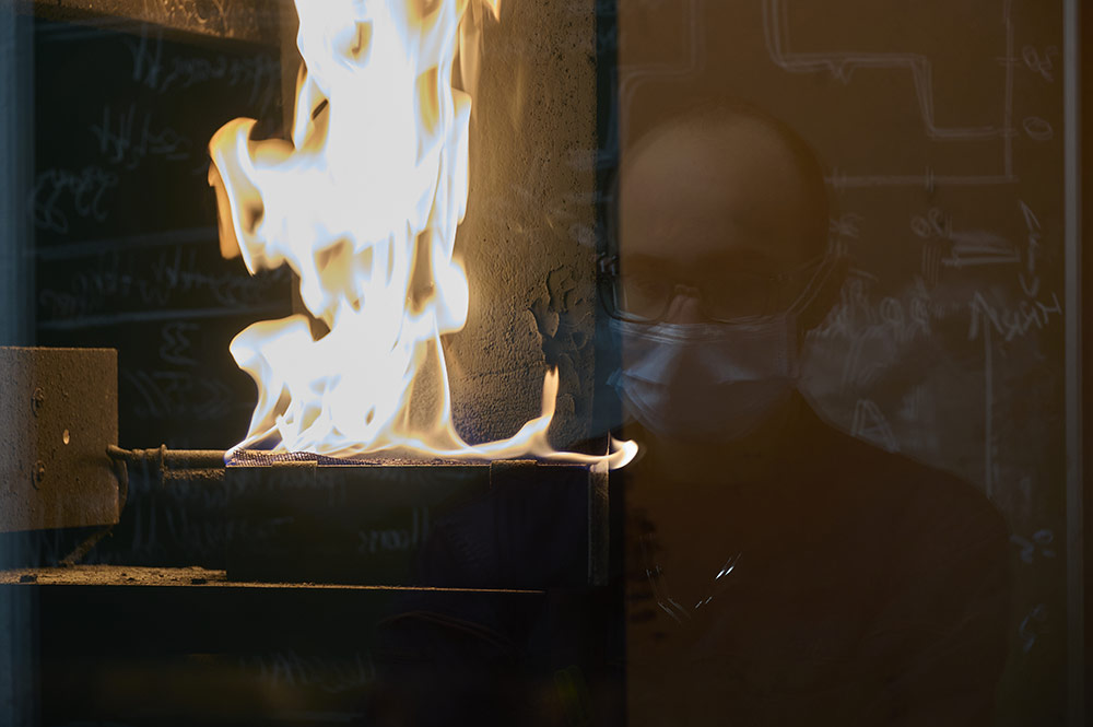 CREPIM : test feu NF EN 13823 - SBI test avec brûleur 30 kw
